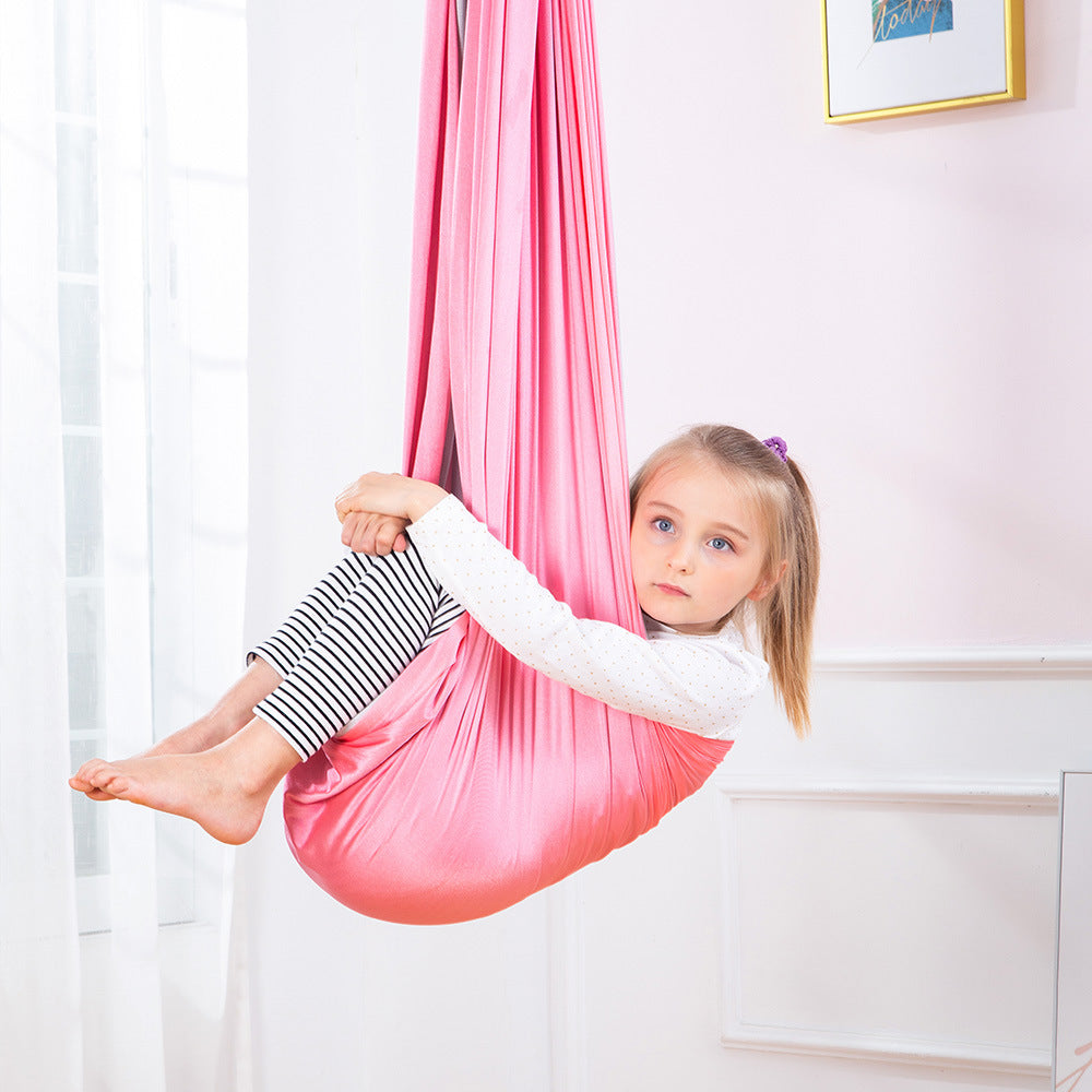 Children's sensory swing hammock double-layer dual color nylon elastic sensory soothing indoor and outdoor hanging chair