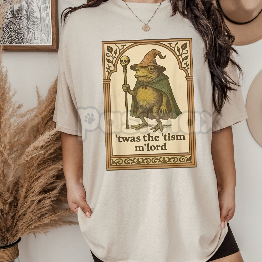 Funny Wizard Frog Autism Consciousness T-Shirt - Whimsical Neurodiversity Support Tee, Surreal Fantasy Awareness Apparel, Unique Frog Meme Gift