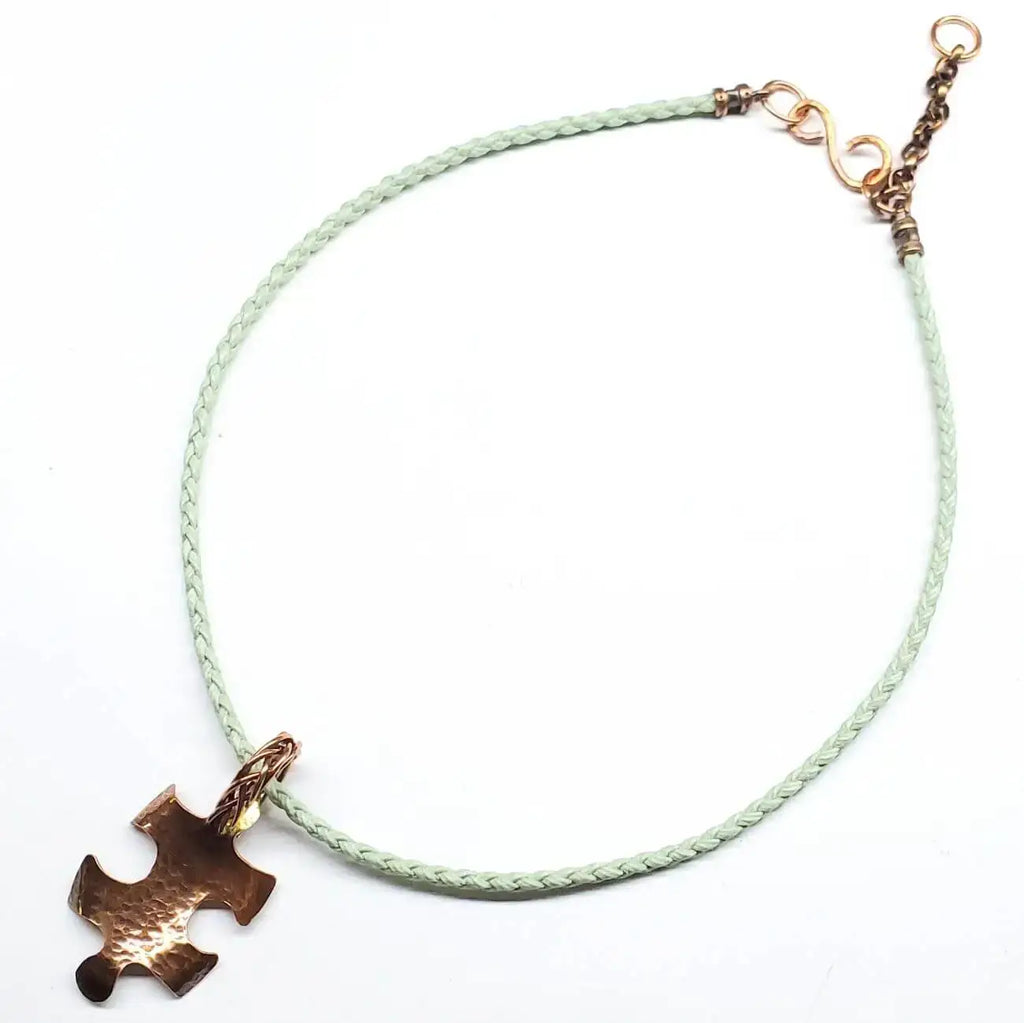 Large Braided Bail Puzzle Piece Autism Awareness Pendant with Various Order Options