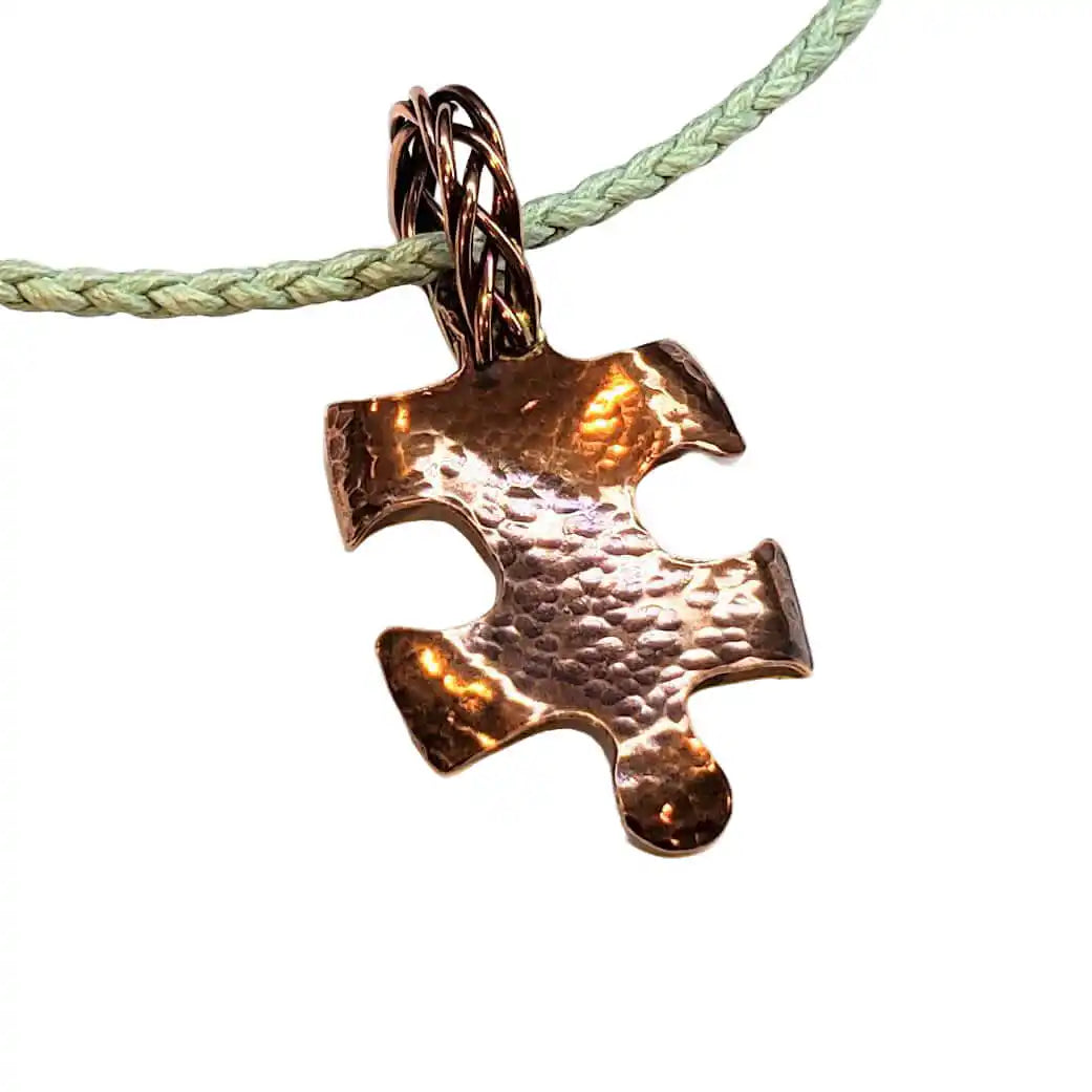 Large Braided Bail Puzzle Piece Autism Awareness Pendant with Various Order Options