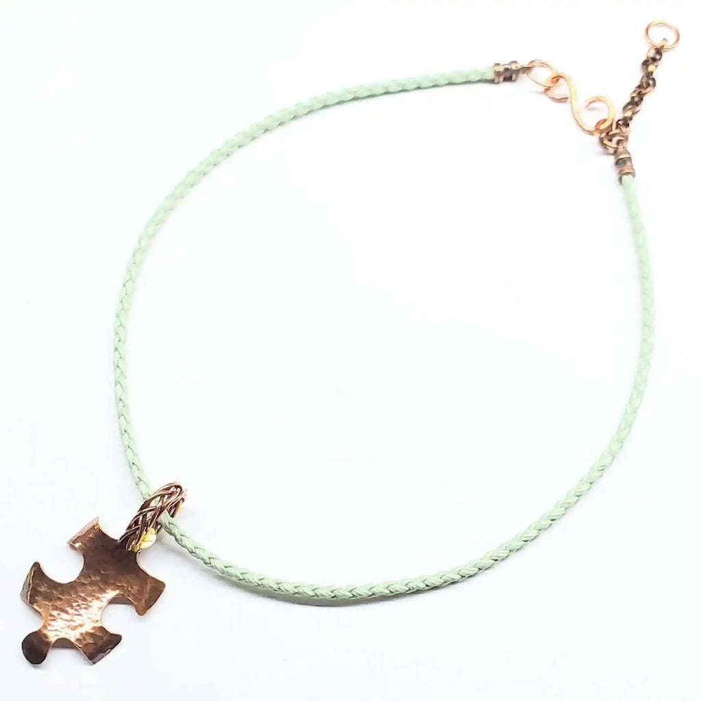 Large Braided Bail Puzzle Piece Autism Awareness Pendant with Various Order Options