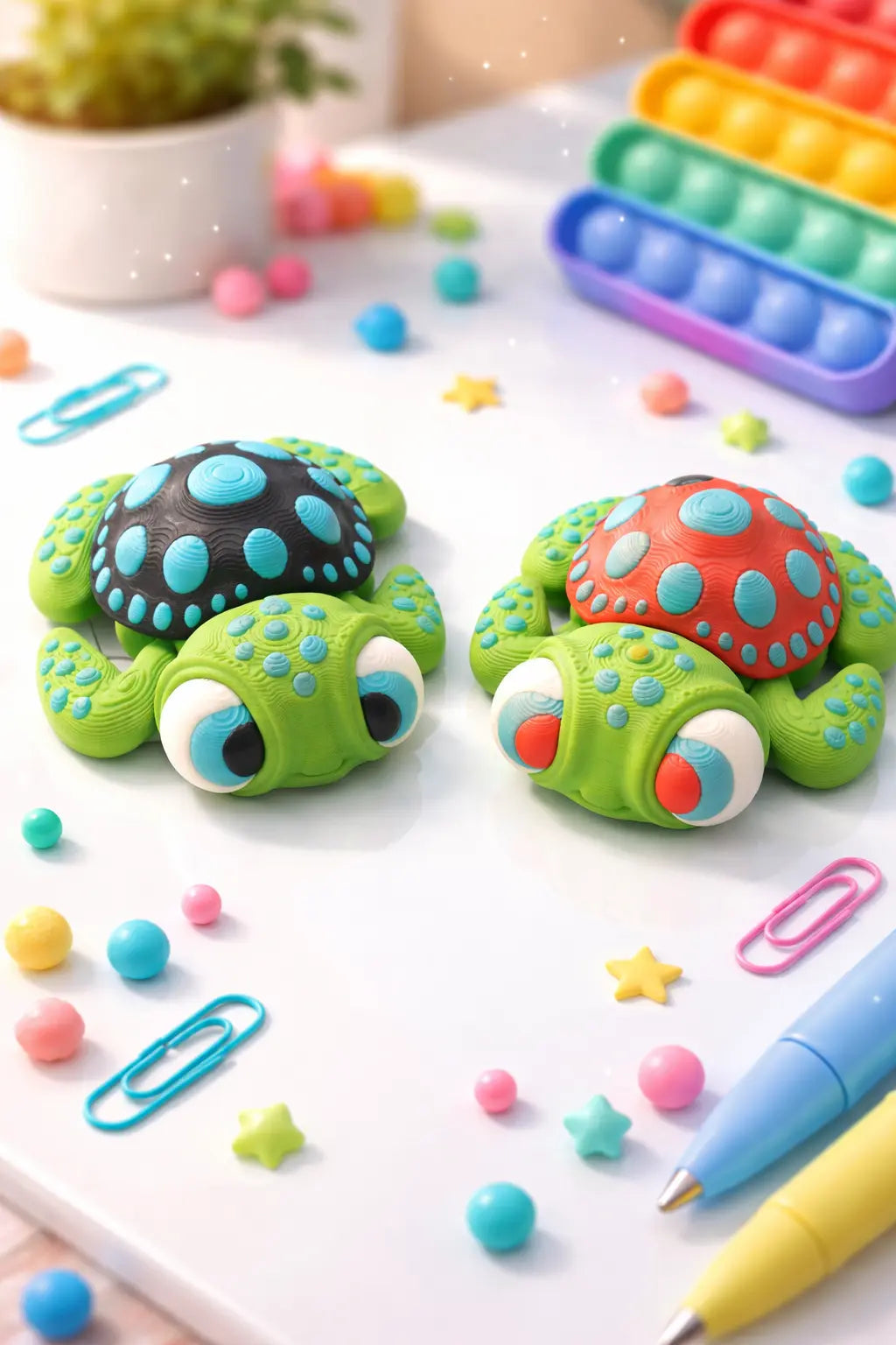 Mini Fidget Turtle Magnets – 2" Articulated Sensory Toy | Desk & Fridge ADHD Fidget