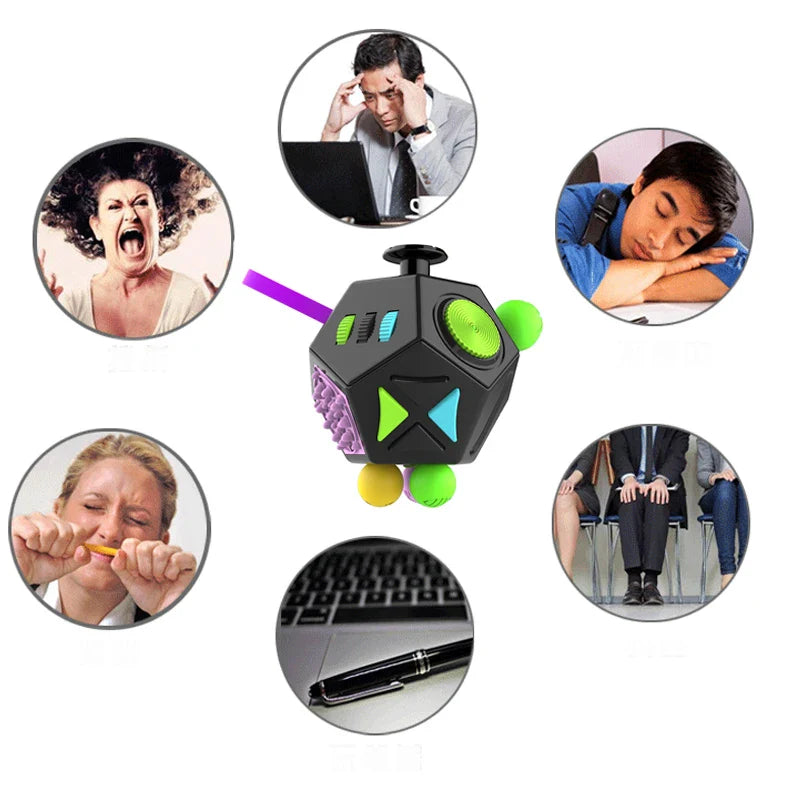 6/12 Sides Rainbow Fidget Cube | Decompression Sensory Toy for Anxiety and ADHD