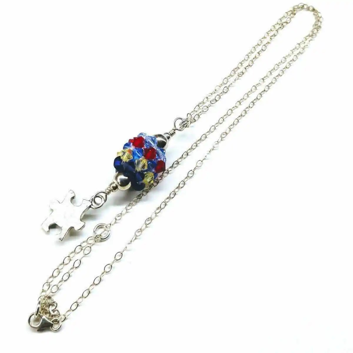 Sterling Silver Autism Awareness Crystal Barrel Necklace