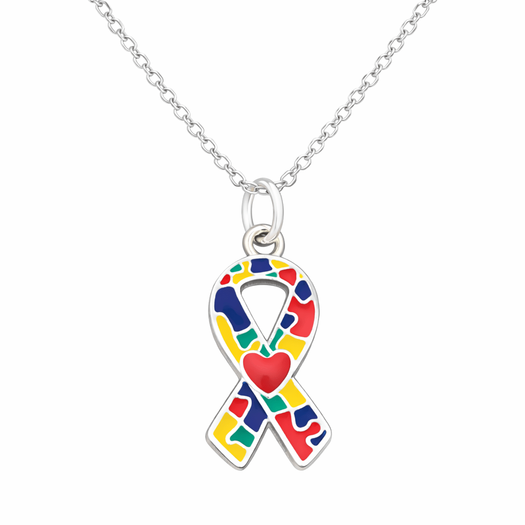 Autism Ribbon with Heart Charms