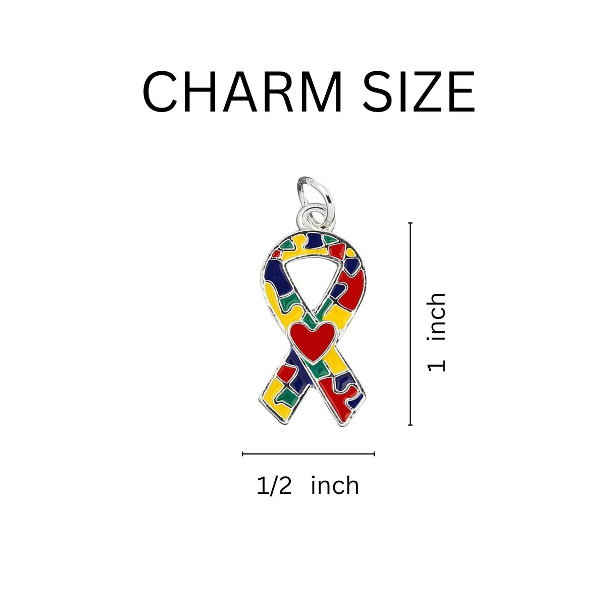 Autism Ribbon with Heart Design Hanging Earrings
