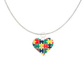 Puzzle Piece Autism Awareness Multicolored Heart Necklaces